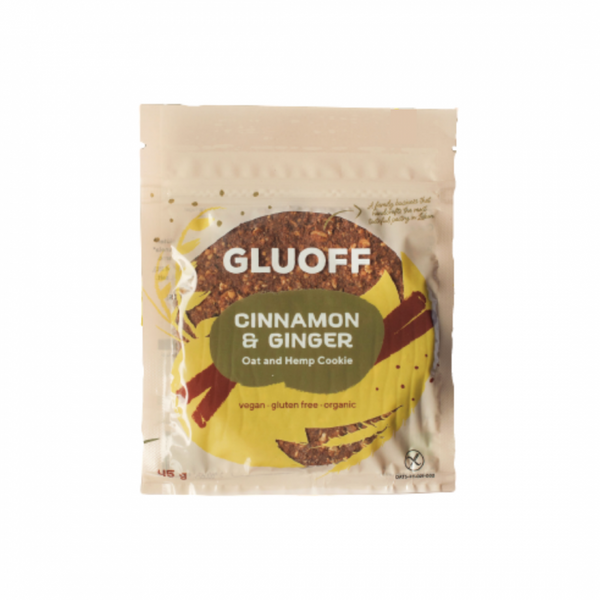 BOLACHA DE AVEIA COM CÂNHAMO, CANELA E GENGIBRE BIOLÓGICA - GLUOFF  SEM GLÚTEN - VEGAN